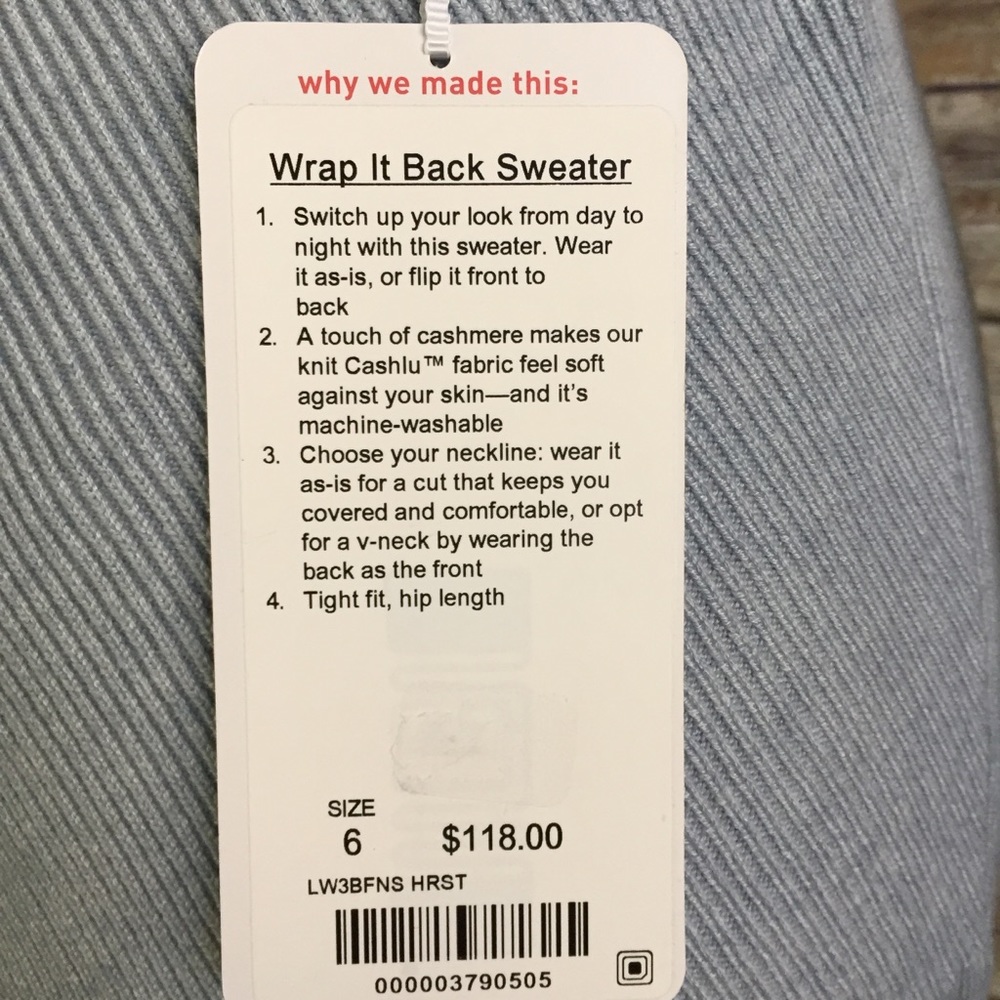 NWT HRST LULULEMON WRAP IT BACK SWEATER STARLIGHT - Picture 8 of 8